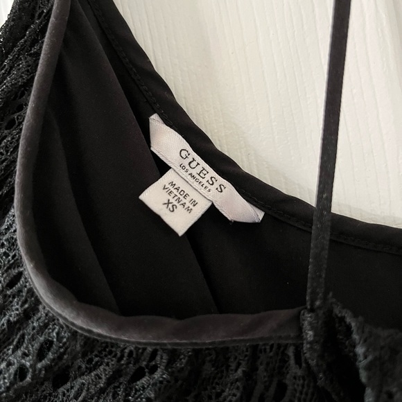GUESS Long Black Lace Ruffled Dress - Picture 2 of 4
